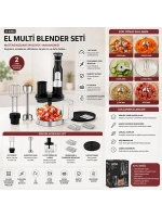 Egonex Sinbo Shb-7534 ( 2hız Ayar & Paslanmaz Çelik Bıçak ) El Multi Blender Seti ( 2 Lt Hazneli )*4