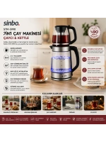 Egonex Sinbo Stm-5990 ( 2in1= Çaycı & Kettle ) ( Çelik ) Elektrikli Çay Makinesi ( 2lt + 1,2lt ) ( Çay Süzgeçli ) ( 360° Dönebilir )*4