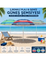 Egonex Skybelt Sky-121 ( 170cm Saplı ) ( Çap: 155cm ) ( Düz - Karışık Renk ) Plaj Şemsiyesi ( 8 Telli & Fıberglass ) ( Polyester Kumaş )*24=k