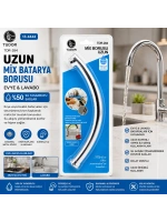 Egonex Tudor Tdr-284 ( Kuğu ) ( Evye & Lavabo ) Uzun Mix Batarya Borusu ( Krom Kaplama & Vakumlu & Süzgeçli Uç)*100