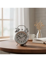 Egonex TWIN BELL ALARM CLOCK BGC-20 YUVARLAK MASA ÇALAR SAAT ( METAL KASA KROM ) ( PİLLİ & IŞIKLI ) ( ÇAP: 8.CM )*100