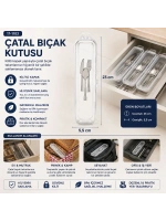 Egonex Urve Ur-3575 ( Şeffaf Plastik ) Çok Amaçlı Organizer ( Kapaklı Kutu ) (23x5.5cm) Çatal Bıçak Kutusu*24=k