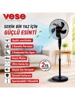 Egonex Vese Vnt-004 ( 16 İnç ) ( Ev Tipi ) Ayaklı Vantilatör ( 45w ) ( 5 Pls.pervane ) ( 3 Kademe Hız ) Fan*1
