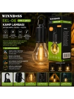 Egonex Wınnboss Ekl-06 G-912 ( Usb Şarjlı ) (seyyar Ampul Model=rustik) Kamp Lambası (mandallı Kanca Askılık) (3-kademe Işık)*120