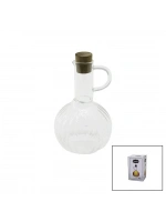 Egonex Yakut-13315 ( Mini ) ( Cam ) Yağdanlık ( Çizgili Desen ) ( 300ml ) ( Ahşap Bambu Mantar Tıpa )*48