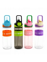 Egonex Yakut-14005 ( Renkli & Tutmalı ) ( Plastik & Pipetli ) Spor Matara ( 800ml )*50