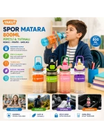 Egonex Yakut-14005 ( Renkli & Tutmalı ) ( Plastik & Pipetli ) Spor Matara ( 800ml )*50