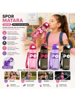 Egonex Yakut-14013 ( Renkli & Boyun Asmalı ) ( Plastik & Pipetli ) Spor Matara ( 1000ml )*80