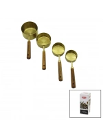 Enfa Enf-1041 ( 4pcs ) (gold Metal) Ölçü Kaşık Set (otantik Ağaç Kulp) (1cup: 250ml & 1/2 Cup: 125ml & 1/3 Cup: 80ml & 1/4 Cup: 60ml)*48