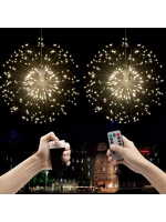 Fişli Asılı Havai Fişek Işıkları 120 Led Ampul Bakır Tel Şerit Işık