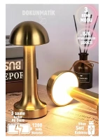 Forlife Dekoratif Şarjlı Led Mantar Masa Lambası Gold Fl-8055