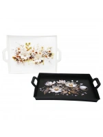 Harmony Time As-149 Erciyes Çiçek Desen Plastik ( Dikdörtgen ) Tepsi ( 40x31cm )*12=k