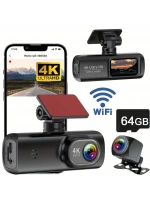 Hd Araç Kamerası Çift Yönlü Dash Cam 4k Uhd Ön Ve 1080p Fhd Arka Kameralı Wifi