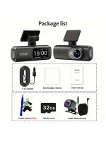 Hd Araç Kamerası Çift Yönlü Dash Cam 4k Uhd Ön Ve 1080p Fhd Arka Kameralı Wifi