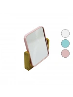 İbico İ15-021 -5005 (dikdörtgen=20.5x15.5cm) (ahşap Bambu Ayaklı) Makyaj Aynası (çift Taraflı) (renkli Plastik Çerçeve)*48
