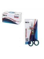 İbico İ20-014 ( 5 ½ & 14cm ) ( Küçük ) Ev & Ofis Makas ( Paslanmaz Çelik ) ( Yeşil & Lacivert Kauçuk Kaplı Ergonomik Sap )*12x30