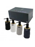 İbico İ21-052 ( Yuvarlak & Kabartma ) ( Bambu & Renkli Plastik ) Sıvı Sabunluk ( 325ml )*15x4