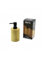 İbico İ21-071 ( Yuvarlak ) Ahşap Bambu Sıvı Sabunluk ( Siyah Plastik Pompa ) ( Çap: 8cm & Y: 11cm )*48