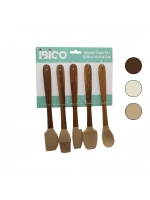 İbico İ22-024 ( 5pcs & Mini=21cm ) (renkli Silikon) Mutfak Seti (3-spatula & 1-yumurta Fırçası & 1-kaşık) (ahşap Akasya Saplı)*24x3