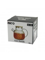İbico İ22-135 ( 1000ml ) ( Yuvarlak & Düz ) Cam Demlik Bambu Kapaklı*48