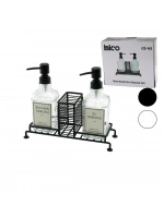 İbico İ22-143 ( 3pcs ) Metal Standlı & Cam Sıvı Sabunluk Seti ( Süngerlik )*24