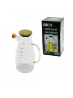 İbico İ22-150 ( 1000ml ) ( Cam ) Yağdanlık ( Bambu Kapaklı & Ölçekli ) ( Cam Kulplu )*24=k