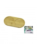 İbico İ22-209 ( 2 Bölmeli ) ( Oval ) Ahşap Bambu Yağdanlık Altlık ( Mini Tepsi ) ( 12x24x0.8cm )*144