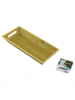 İbico İ22-243 ( Dikdörtgen=16x35cm ) ( Derin=4.5cm ) ( Ahşap Bambu ) Sunum Tepsisi ( Çift Oyma Kulplu )*48