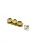 İbico İ22-265 ( 4pcs ) ( Çerezlik & Lokumluk ) Ahşap Bambu Tepsili Kase Seti ( 30x11cm )*120