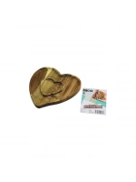 İbico İ22-274 ( Akasya ) ( Kalp Model ) ( 2 Bölmeli=1+1 ) Ahşap Bambu Servis Sunum Tepsi & Tahtası ( 20.5 X 19.5 X 1.4cm )*50