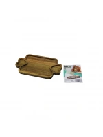 İbico İ22-277 ( Akasya )( Dikdörtgen )( 3 Bölmeli=2in1 Kalp Kulp & Bölme + 1 )ahşap Bambu Servis Sunum Tepsi & Tahtası ( 25 X 14 X 1.4cm )*50