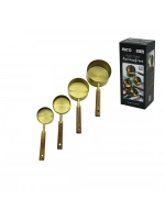 İbico İ22-316 ( 4pcs ) (gold Metal) Ölçü Kaşık Set (otantik Ağaç Kulp) (1cup: 250ml & 1/2 Cup: 125ml & 1/3 Cup: 80ml & 1/4 Cup: 60ml)*48