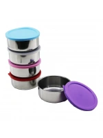 İbico K22-010 ( 14cm ) ( Çelik ) Saklama Kabı ( Renkli & Şeffaf Plastik Kapak )*100