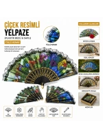 İbico ( Resimli & Tüllü ) Bez Yelpaze ( Plastik Saplı )*12x50