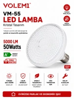 Kristal Tasarım 50W Süper Led Ampul 5000 Lümen E27 Duy Beyaz Işık Yüksek Tasarruflu Lamba Ampul