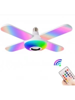 Lamba 4 Kanatlı E27 Duya Takılan Kumandalı Katlanabilir Led Müzik Lamba Işığı Avize Bluetooth Hoparlör