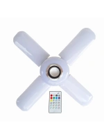 Lamba 4 Kanatlı E27 Duya Takılan Kumandalı Katlanabilir Led Müzik Lamba Işığı Avize Bluetooth Hoparlör