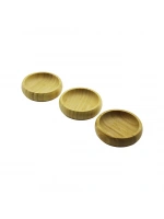Mir No-1576 ( 3pcs ) ( Mini & Çap: 9cm ) ( Yuvarlak ) Ahşap Bambu Çerezlik & Lokumluk ( Fileli Ambalaj )*80