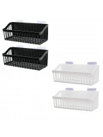 Mr-1482 ( 2pcs ) Banyo & Mutfak Organizeri Plastik ( Yapışkan Askılıklı & Siyah-beyaz) (7x10x26cm)*20=k