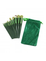 Mujgan Mjgn-61 ( 13pcs ) ( Yeşil ) Kadife Torbalı Makyaj Fırça Set*10x25