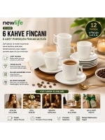 Newlife Clkn-1652-a-b-c-d-e-h ( 12pcs ) Porselen Kahve Fincanı*18