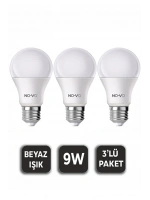 Novo 3’lü Led Ampul 9w Beyaz Işık E27