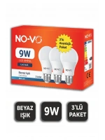 Novo 3’lü Led Ampul 9w Beyaz Işık E27