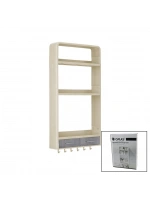 Omaş Om-0831 ( Bej ) Yapışkanlı Duvar Organizeri Plastik ( 3 Raf=14cm-19cm-30cm & 2 Çekmece=40cm & 6 Askı ) ( 19 Pcarça )*6