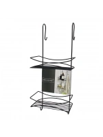 Orsa Home-945 ( Siyah ) ( Askılı & 2 Katlı ) ( Metal ) Duş Kabin Havlupan Rafı*4=k