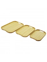 Pablıto Home Pbt-011 ( Dikdörtgen & 3 Boy ) Bambu Ahşap Tepsi Seti ( 22x33--28x40--33x45cm )*12