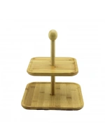 Pablıto Home Pbt-061 ( Kare & 2 Katlı ) Ahşap Bambu Sunumluk ( 19.5x19.5cm -- 24.5x24.5cm )*12