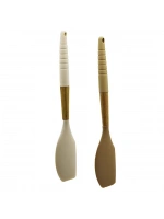 Pablıto Home Pbt-176 ( Silikon ) ( Spatula Düz ) ( Ahşap Bambu Sap & Silikon Kılıflı ) ( 32cm )*24x6