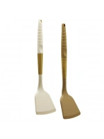 Pablıto Home Pbt-177 ( Silikon ) ( Spatula Eğik ) ( Ahşap Bambu Sap & Silikon Kılıflı ) ( 32cm )*24x6