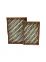 Pablıto Home Pbt-360 (desenli & Kahverengi) (2li Set) (dikdörtgen) Ahşap Bambu Sunum Tepsi (20x30cm- 25x35cm- Derinlik: 2cm)*20=k